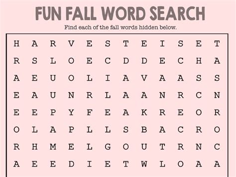 Fall Word Search Printable That Are Adorable Stone Website