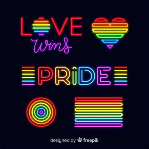 Free Vector Pride Day Neon Sign Collection
