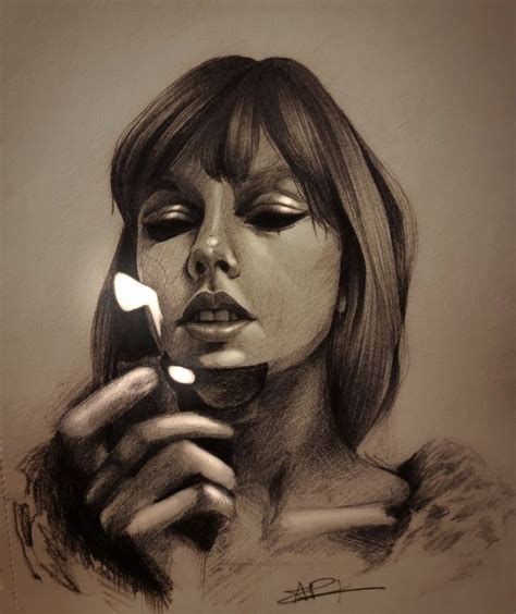 Taylor Swifts Midnights Cover Art Sketch Celebrity Portraits Drawing