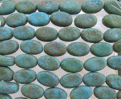 18x12x8mm Opaque Blue Turquiose Stone Textured By Beadsandbabble