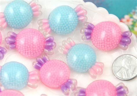 37mm Blue And Pink Sprinkles Confetti Candy Pastel Resin Flatback Cabo