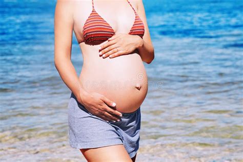 Pregnant Woman On The Sea Beach Stock Photo Image Of Background