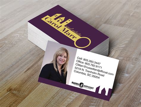 In residential real estate, it's important to connect with your customers and touch base on a personal level. Carol Marr Real Estate Business Cards | Blue Ivory Creative