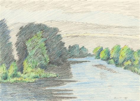 River Colored Pencil Drawing