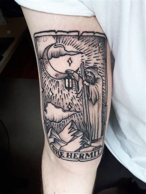 The cards are a way to guide. Hermit Tarot Card by Shair May at Black Pearl Tattoo Poole ...