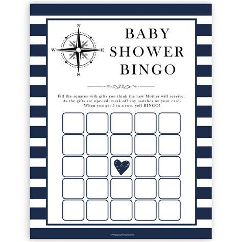 Baby Shower Bingo Nautical Printable Baby Printable Games
