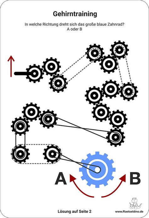 Das training ist kurzweilig, interessant und macht spaß! Rätsel mit Zahnrädern zum gratis Download.