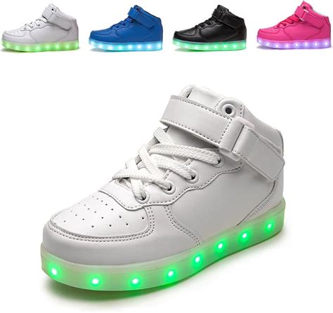 Kids Unisex Led Light Up Trainers Shoes Usb Charging Flashing High Top