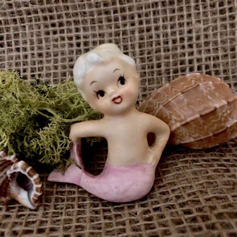 Vintage Norcrest Pink Mermaid Figurine Real Mermaids Figurines Retro