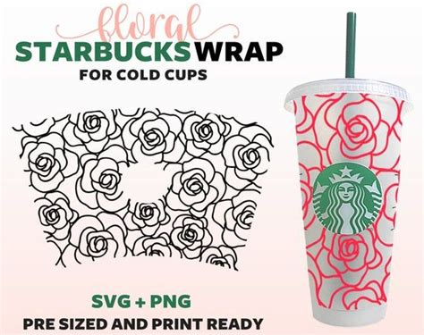 Full Wrap Cute Flower Starbucks Cold Cup 24 Oz Svgflower Svgfloral