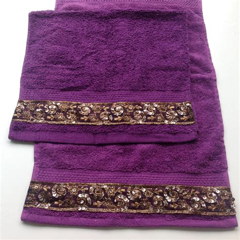 Purple Hand Towel Set Of 2 Decorative Bathroom Decor T
