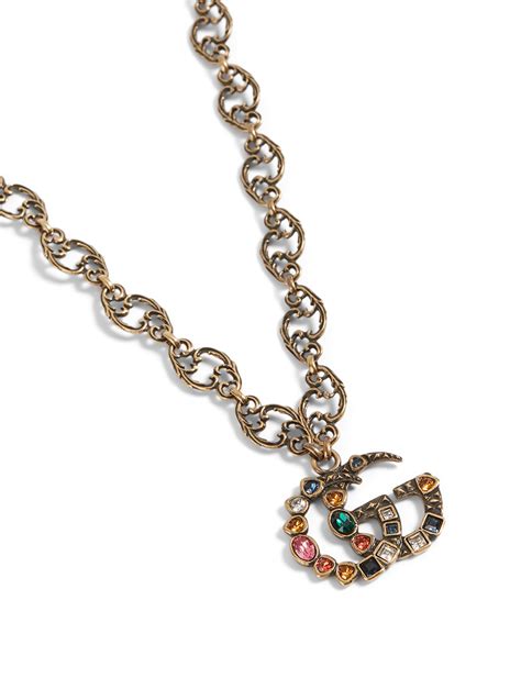 Gucci Double G Necklace With Crystals Holt Renfrew