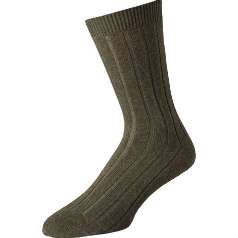 Loden Cashmere Ribbed Sock Mens Country Clothing Cordings