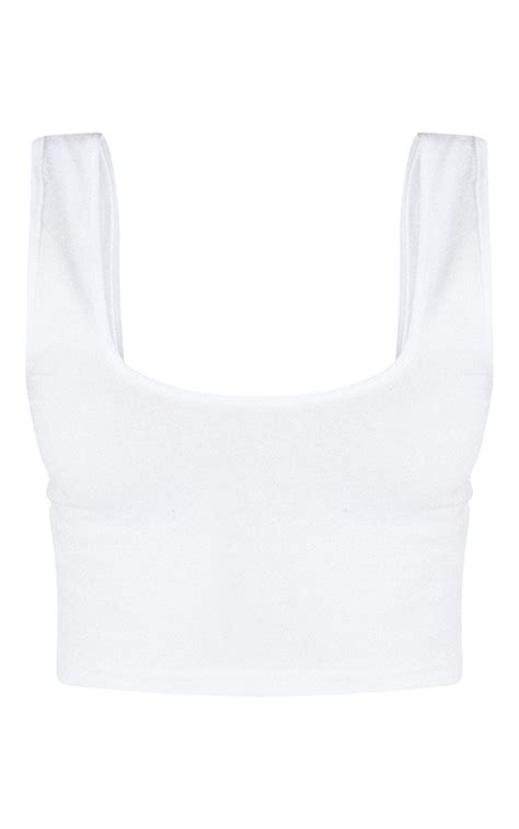 Essential White Cotton Square Neck Crop Vest Prettylittlething Ire