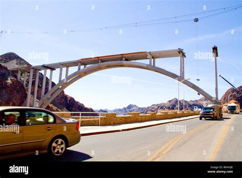 New Colorado River Bridge Span Across Canyon Below Hoover Boulder Dam