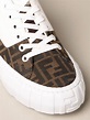 FENDI: sneakers in leather and FF fabric - White | Sneakers Fendi ...