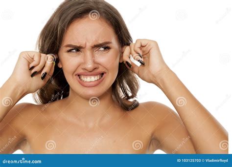 Woman With Itchy Ears Stock Image Image Of Caucasian
