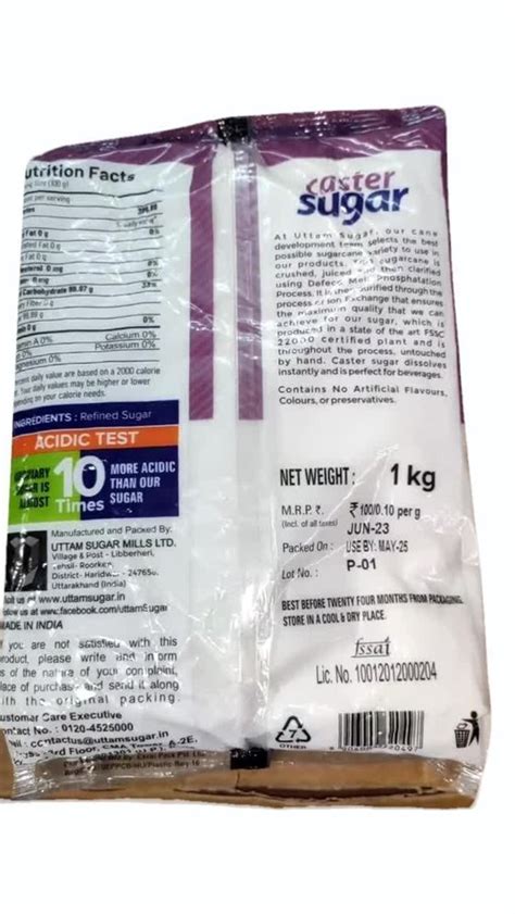 Uttam White Caster Sugar Crystal Packaging Size 25kg At Rs 65kg In