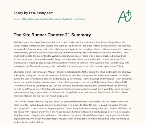 The Kite Runner Chapter 21 Summary 400 Words