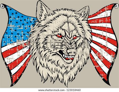 American Flag Wolf Stock Vektorgrafik Lizenzfrei 123018460