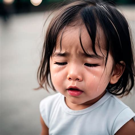 Premium Ai Image Closeup Sad Baby Crying