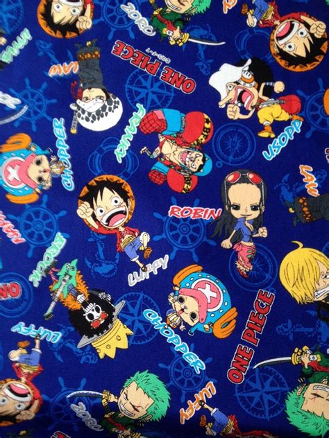 One Piece Fabric Blue Color One Yard Japanese Anime Printed