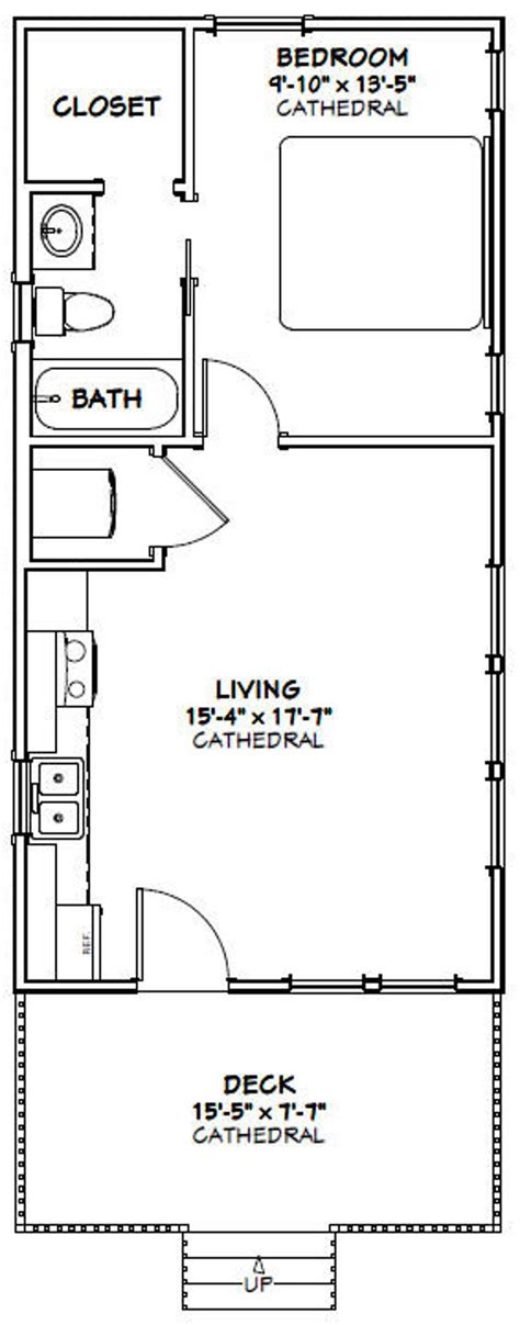 16x32 House 1 Bedroom 1 Bath 511 Sq Ft Pdf Floor Plan Etsy Guest