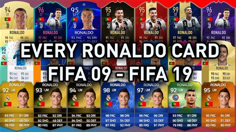 Every Ronaldo Card In Fifa Ultimate Team History Fifa 09 Fifa 19