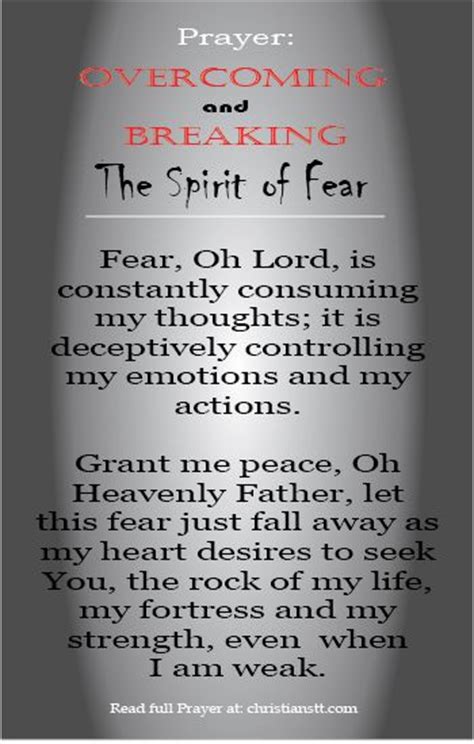 Prayer Overcoming And Breaking The Spirit Of Fear Posts The Ojays
