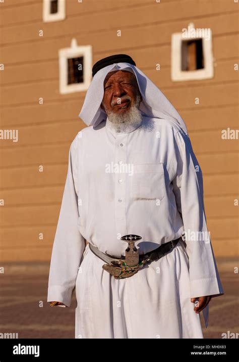 Old Saudi Man In Traditional Clothing And Wearing A Jambyia Najran