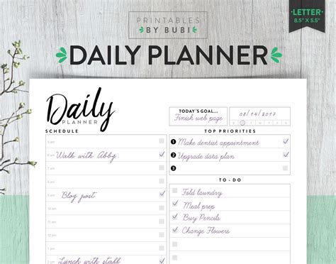 Daily Planner Insert Hourly Schedule Printable Hourly Organizer