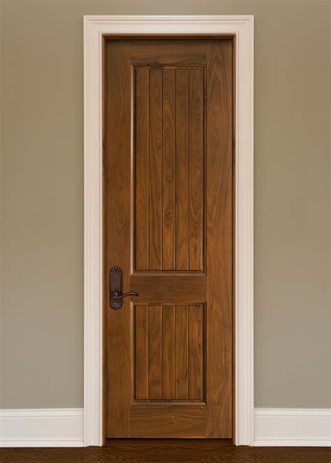 Interior Door Custom Single Solid Wood With Natural Walnut Finish