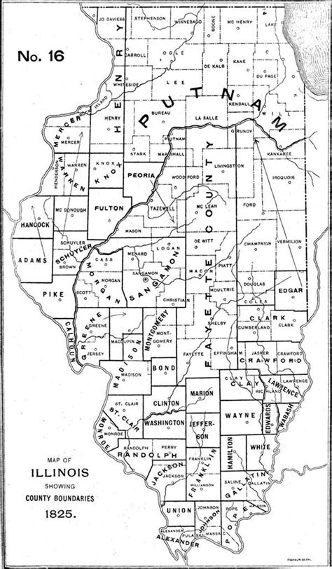 1825 Illinois County Formation Map Free Genealogy Genealogy Search