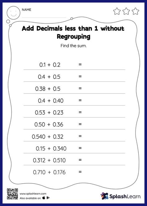 Add Decimals Without Regrouping Worksheets For Kids Online Splashlearn