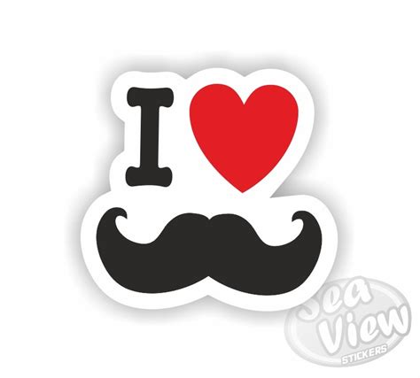 I Love Moustache Sticker