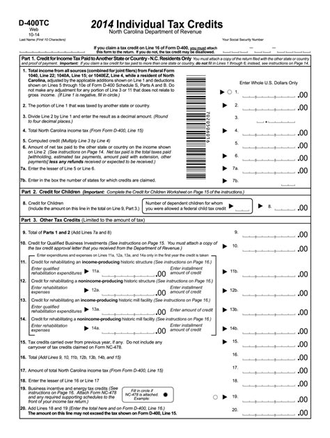 Nc D 400 Fillable Form Printable Forms Free Online
