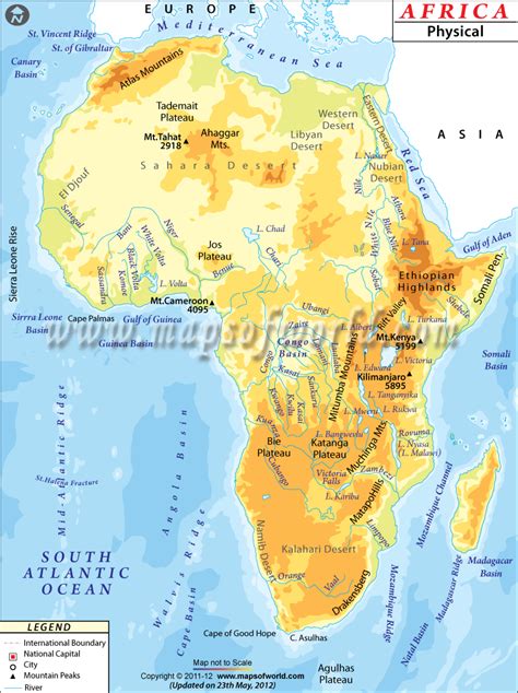 MapsofWorld Updates Africa Physical Map Know More About Africa