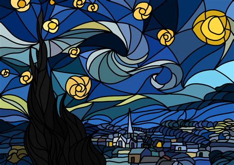 Artstation Stained Glass Starry Night