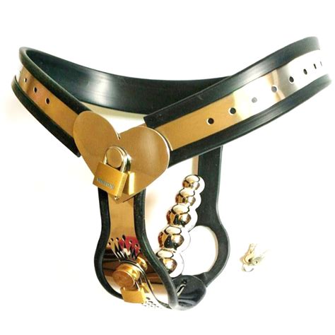 Heart Type Titanium Metal Silicone Female Chastity Belt Panty With
