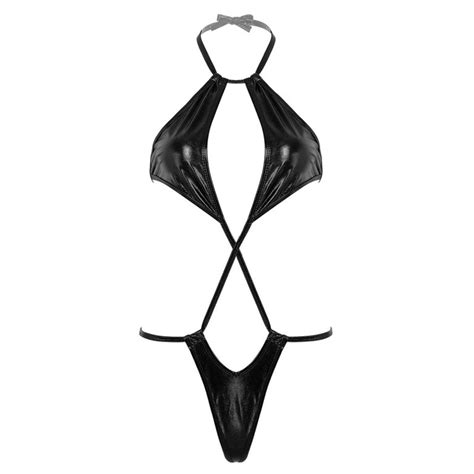 Shiny Metallic Halter Neck Backless Slingshot Trikini Thong Micro Bikini Mb1801 Micro Bikini®