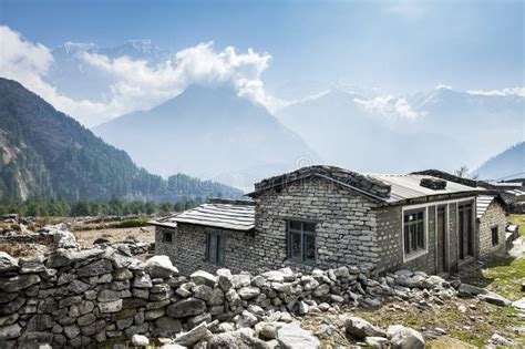 View Of Local House In Himalayan Mountains Nepal Stock Image Image