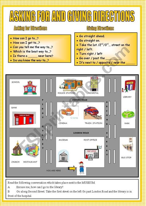 Asking For And Giving Directions Esl Worksheet By Coyotechus
