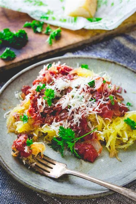 Spaghetti Squash With Amatriciana Sauce Healthy Seasonal