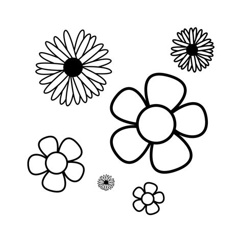 Flowers Instant Download in Black & White .eps .png .svg | Etsy