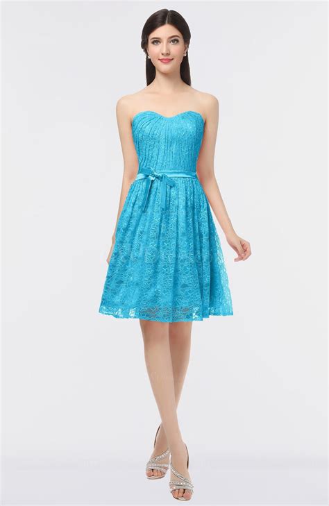 Turquoise Sexy A Line Strapless Sleeveless Knee Length Graduation