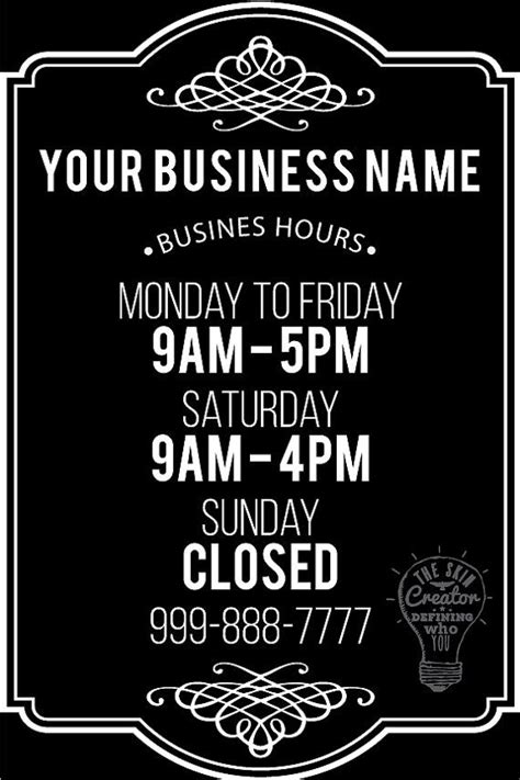 Custom Business Store Hours Vinyl Window Decal 8 X 12 Sticker Sign