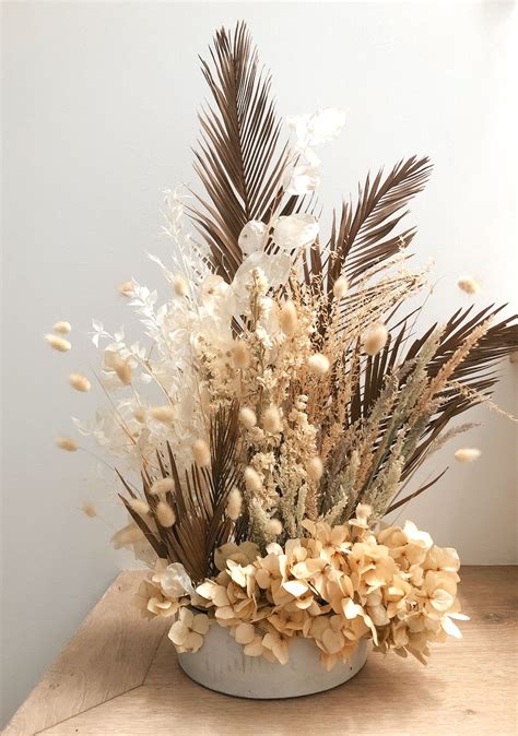 All Natural Tones In Cement Pot Dried Flower Arrangements Dried