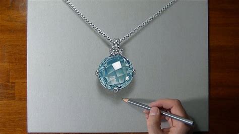 How To Draw A 3d Aquamarine Necklace Drawing In 2019 Jewelry