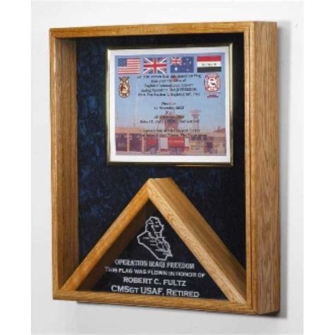 Military Medal And Flag Display Case Shadow Box