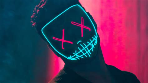 3840x2160 Neon Mask Guy 4k Hd 4k Wallpapers Images Backgrounds